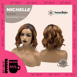 JBEXTENSION 10 Inches Auburn Pre-Cut Side Part Snowflake Lace Frontlace Glueless Wig MICHELLE AUBURN【BENDY EAR TABS】- M/L