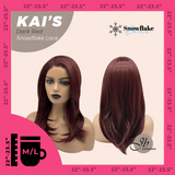 JBEXTENSION 18 Inches Dark Red Pre-Cut Snowflake Lace Frontlace Glueless Wig KAI'S DARK RED【PERMATEASE】【BENDY EAR TABS】- M/L