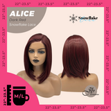 JBEXTENSION 12 Inches Dark Red Pre-Cut Side Part Snowflake Lace Frontlace Glueless Wig ALICE DARK RED【BENDY EAR TABS】- M/L