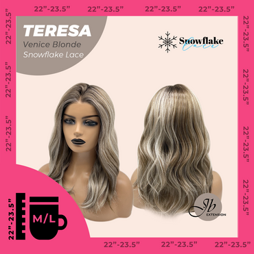 JBEXTENSION 18 Inches Venice Blonde Pre-Cut Snowflake Lace Frontlace Glueless Wig TERESA VENICE BLONDE【PERMATEASE】【BENDY EAR TABS】- M/L