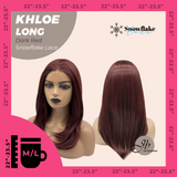 JBEXTENSION 18 Inches Dark Red Pre-Cut Snowflake Lace Frontlace Glueless Wig KHLOE LONG DARK RED【PERMATEASE】【BENDY EAR TABS】- M/L
