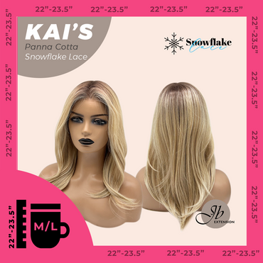 JBEXTENSION 18 Inches Panna Cotta Pre-Cut Snowflake Lace Frontlace Glueless Wig KAI'S PANNA COTTA【PERMATEASE】【BENDY EAR TABS】- M/L