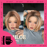 JBEXTENSION 12 Inches Bob Cut Sunset Blush Pre-Cut Snowflake Lace Frontlace Glueless Wig KHLOE SUNSET BLUSH【PERMATEASE】【BENDY EAR TABS】- M/L