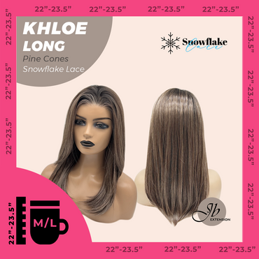 JBEXTENSION 18 Inches Pine Cones Pre-Cut Snowflake Lace Frontlace Glueless Wig KHLOE LONG PINE CONES【PERMATEASE】【BENDY EAR TABS】- M/L