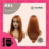 JBEXTENSION 22 Inches Copper Pre-Cut Snowflake Lace Frontlace Glueless Wig KEL COPPER【PERMATEASE】【BENDY EAR TABS】- M/L