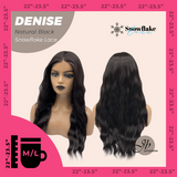 JBEXTENSION 24 Inches Natural Black Wave Pre-Cut Snowflake Lace Frontlace Glueless Wig DENISE NATURAL BLACK【PERMATEASE】【BENDY EAR TABS】- M/L