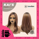 JBEXTENSION 18 Inches Brown with Pink Highlight Pre-Cut Snowflake Lace Frontlace Glueless Wig KAI'S PROWNK【PERMATEASE】【BENDY EAR TABS】- M/L