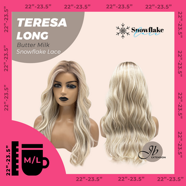 JBEXTENSION 22 Inches Long Butter Milk Pre-Cut Snowflake Lace Frontlace Glueless Wig TERESA LONG BUTTER MILK【PERMATEASE】【BENDY EAR TABS】- M/L