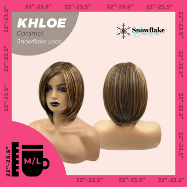JBEXTENSION 12 Inches Bob Cut Caramel Pre-Cut Snowflake Lace Frontlace Glueless Wig KHLOE LACE【PERMATEASE】【BENDY EAR TABS】- M/L