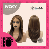JBEXTENSION 20 Inches Caramel Pre-Cut Snowflake Lace Frontlace Glueless Wig VICKY【PERMATEASE】【BENDY EAR TABS】- M/L