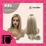 JBEXTENSION 22 Inches Mix Ash Blonde Pre-Cut Snowflake Lace Frontlace Glueless Wig KEL MIX ASH BLONDE【PERMATEASE】【BENDY EAR TABS】- M/L