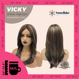 JBEXTENSION 20 Inches Dark Brown with Highlight Pre-Cut Snowflake Lace Frontlace Glueless Wig VICKY BROWN HIGHLIGHT【PERMATEASE】【BENDY EAR TABS】- M/L