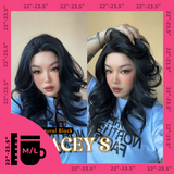 JBEXTENSION 20 Inches Natural Black Pre-Cut Snowflake Lace Frontlace Glueless Wig KACEY S NATURAL BLACK【PERMATEASE】【BENDY EAR TABS】- M/L