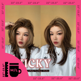 JBEXTENSION 20 Inches Caramel Pre-Cut Snowflake Lace Frontlace Glueless Wig VICKY【PERMATEASE】【BENDY EAR TABS】- M/L