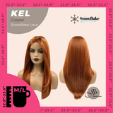 JBEXTENSION 22 Inches Copper Pre-Cut Snowflake Lace Frontlace Glueless Wig KEL COPPER【PERMATEASE】【BENDY EAR TABS】- M/L