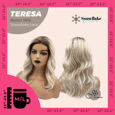 JBEXTENSION 18 Inches Butter Milk Pre-Cut Snowflake Lace Frontlace Glueless Wig TERESA BUTTER MILK【PERMATEASE】【BENDY EAR TABS】- M/L