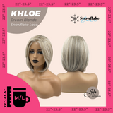JBEXTENSION 12 Inches Bob Cut Cream Blonde Pre-Cut Snowflake Lace Frontlace Glueless Wig KHLOE CREAM BLONDE【PERMATEASE】【BENDY EAR TABS】- M/L