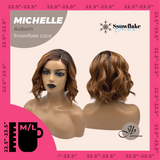 JBEXTENSION 10 Inches Auburn Pre-Cut Side Part Snowflake Lace Frontlace Glueless Wig MICHELLE AUBURN【BENDY EAR TABS】- M/L