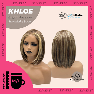 JBEXTENSION 12 Inches Bob Cut Bright Hazelnut Pre-Cut Snowflake Lace Frontlace Glueless Wig KHLOE BRIGHT HAZELNUT【PERMATEASE】【BENDY EAR TABS】- M/L