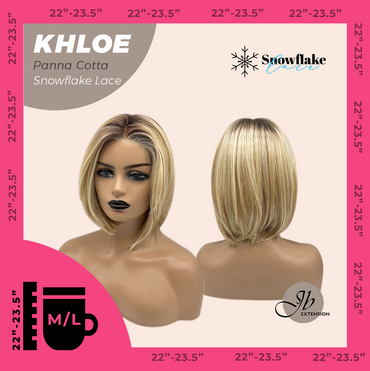 JBEXTENSION 12 Inches Bob Cut Panna Cotta Pre-Cut Snowflake Lace Frontlace Glueless Wig KHLOE PANNA COTTA【PERMATEASE】【BENDY EAR TABS】- M/L