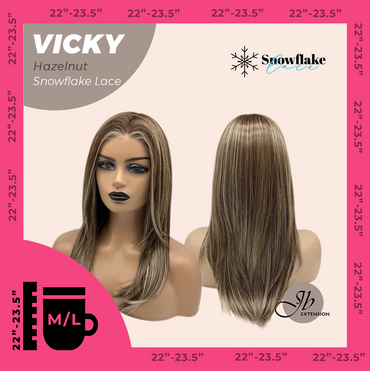 JBEXTENSION 20 Inches Hazelnut Pre-Cut Snowflake Lace Frontlace Glueless Wig VICKY HAZELNUT【PERMATEASE】【BENDY EAR TABS】- M/L