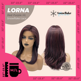 JBEXTENSION 18 Inches Red Purple Highlight Curly Pre-Cut Snowflake Lace Frontlace Glueless Wig LORNA SNOWFLAKE RED PURPLE HIGHLIGHT【PERMATEASE】【BENDY EAR TABS】- M/L