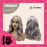 JBEXTENSION 18 Inches Grey Pre-Cut Snowflake Lace Frontlace Glueless Wig TERESA GREY【PERMATEASE】【BENDY EAR TABS】- M/L