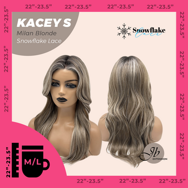 JBEXTENSION 20 Inches Milan Blonde Pre-Cut Snowflake Lace Frontlace Glueless Wig KACEY S MILAN BLONDE【PERMATEASE】【BENDY EAR TABS】- M/L