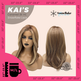 JBEXTENSION 18 Inches Caramel Blonde Highlight Pre-Cut Snowflake Lace Frontlace Glueless Wig KAI'S CARAMEL BLONDE HIGHLIGHT【PERMATEASE】【BENDY EAR TABS】- M/L