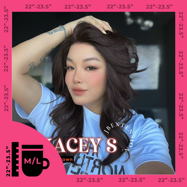 JBEXTENSION 20 Inches Dark Brown Pre-Cut Snowflake Lace Frontlace Glueless Wig KACEY S DARK BROWN【PERMATEASE】【BENDY EAR TABS】- M/L