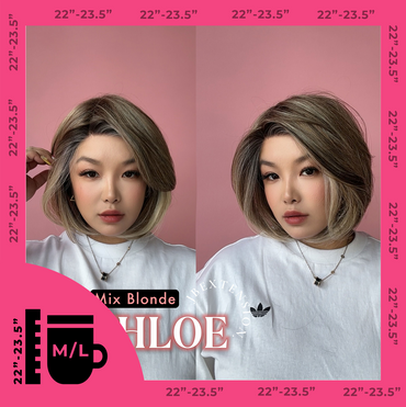 JBEXTENSION 12 Inches Bob Cut Mix Blonde Pre-Cut Snowflake Lace Frontlace Glueless Wig KHLOE MIX BLONDE【PERMATEASE】【BENDY EAR TABS】- M/L