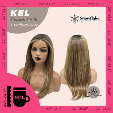 JBEXTENSION 22 Inches Shatush Mix Blonde Pre-Cut Snowflake Lace Frontlace Glueless Wig KEL SHATUSH MIX BLONDE【PERMATEASE】【BENDY EAR TABS】- M/L