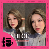 JBEXTENSION 12 Inches Bob Cut Hazelnut Blonde Highlight Pre-Cut Snowflake Lace Frontlace Glueless Wig KHLOE HAZELNUT【PERMATEASE】【BENDY EAR TABS】- M/L