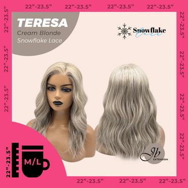 JBEXTENSION 18 Inches Cream Blonde Pre-Cut Snowflake Lace Frontlace Glueless Wig TERESA CREAM BLONDE【PERMATEASE】【BENDY EAR TABS】- M/L
