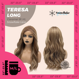 JBEXTENSION 22 Inches Long Caramel Blonde Highlight Pre-Cut Snowflake Lace Frontlace Glueless Wig TERESA LONG CARAMEL BLONDE HIGHLIGHT【PERMATEASE】【BENDY EAR TABS】- M/L