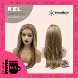 JBEXTENSION 22 Inches Caramel Blonde Highlight Pre-Cut Snowflake Lace Frontlace Glueless Wig KEL CARAMEL BLONDE HIGHLIGHT【PERMATEASE】【BENDY EAR TABS】- M/L
