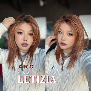 JBEXTENSION 16 Inches Copper with Dark Root Pre-Cut Arc Snowflake Lace Frontlace Glueless Wig LETIZIA【BENDY EAR TABS】