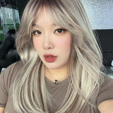 JBEXTENSION 20 Inches Scalpiana Honeyed Sand Wolf Cut 3.5X4 Hard Silky Top Natural Scalp Effect Wig with Bangs LILA HONEYED SAND