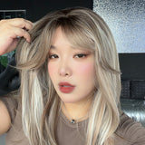 JBEXTENSION 20 Inches Scalpiana Pearl Mist Blonde Wolf Cut 3.5X4 Hard Silky Top Natural Scalp Effect Wig with Bangs LILA PEARL MIST BLONDE