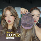 JBEXTENSION LOPEZ MONO Full Monofilament Handmade Full Lace Full Hand Tied Wig 18 Inches Caramel Mono Lace Handmade Futura Fiber Wig with Anti-slip Silicone Strips Glueless Wig LOPEZ MONO - CARAMEL【BENDY EAR TABS】