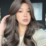 JBEXTENSION 23 Inches Curly Cold Brown Wig with Bangs LUMI COLD BROWN