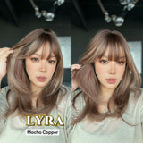 JBEXTENSION 18 Inches Mocha Copper Wig with Bangs LYRA MOCHA COPPER