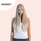 JBEXTENSION 28 Inches Long Straight Mix Blonde Wig With Bangs MANDY