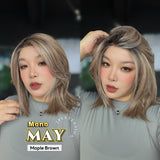 JBEXTENSION MAY MONO Monofilament Handmade Wig 6X5 Full Monofilament Hand Tied Top Wig 14 Inches Maple Brown Mono Lace Wig with Anti-slip Silicone Strips Glueless Wig MAY MONO - MAPLE BROWN【BENDY EAR TABS】