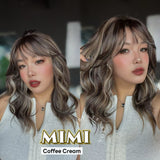 JBEXTENSION 16 Inches Scalpiana 3.5X4 Hard Silky Top Natural Scalp Effect Coffee Cream Body Wave Wig with Bangs Wig MIMI SILK TOP - COFFEE CREAM