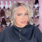 JBEXTENSION 11 Inches Blonde Highlight Pre-Cut Arc Snowflake Lace Frontlace Glueless Wig WILLA ARC - BLONDE HIGHLIGHT【BENDY EAR TABS】