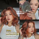 JBEXTENSION 16 Inches Chocolate Orange Pre-Cut 13X6 Free Part Snowflake Lace Frontlace Glueless Wig MONICA PRO - CHOCOLATE ORANGE【BENDY EAR TABS】