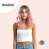 JBEXTENSION 12 Inches Body Wave Mix Pink Balayage Wig With Bangs NADIA