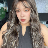 JBEXTENSION 28 Inches Scalpiana Long Wave Coffee Cream 3.5X4 Hard Silky Top Natural Scalp Effect Wig with Bangs OSSIE LONG - COFFEE CREAM