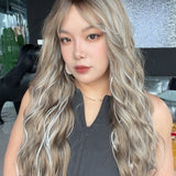JBEXTENSION 28 Inches Scalpiana Long Wave Pearl Mist Blonde 3.5X4 Hard Silky Top Natural Scalp Effect Wig with Bangs OSSIE LONG - PEARL MIST BLONDE